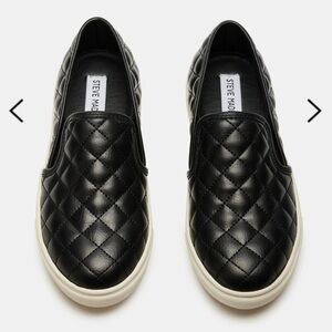 Steve Madden Black ECENTRCQ Quilted Leather Slip-On Sneakers